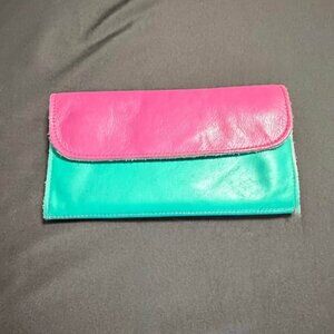 Multicolor‎ Y2K 90s Handmade Leather Wallet Excellent Condition Velcro Closures